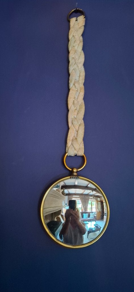 Vintage butlerspiegel / heksenspiegel / bolle spiegel, Antiek en Kunst, Antiek | Spiegels, Ophalen of Verzenden, Rond, Minder dan 50 cm