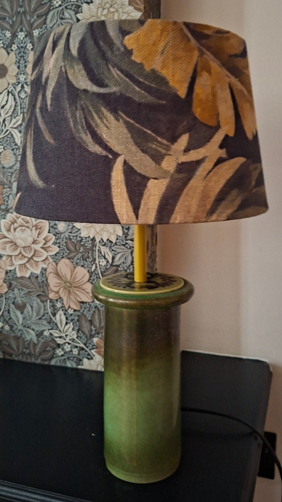 Hangemaakte vaaslamp vintage retro botanisch, Ophalen of Verzenden, Stof, Minder dan 50 cm