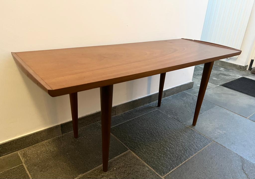 Houten salontafel fineer vintage, Ophalen, 100 tot 150 cm, 50 tot 100 cm, Minder dan 50 cm