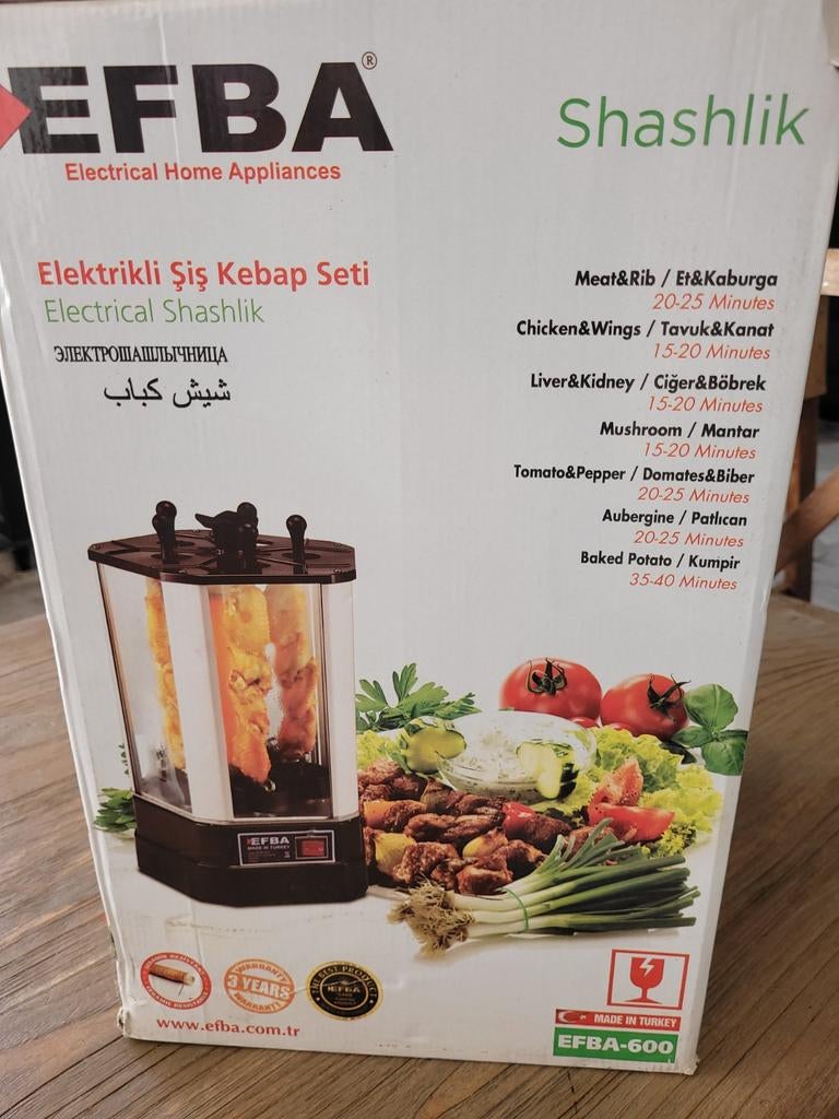Electrische shaslik/kebap grill, nieuw nooit gebruikt., Ophalen, Nieuw, 3 snelheden of meer