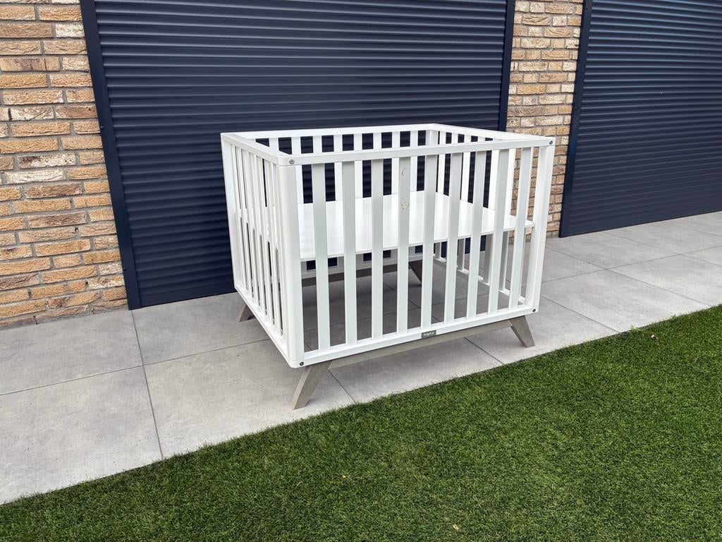 Bopita Lynn Box Wit/Grijs - 95x75 cm, Kinderen en Baby's, Boxen, Ophalen, Gebruikt, Rechthoekig, Boxkleed