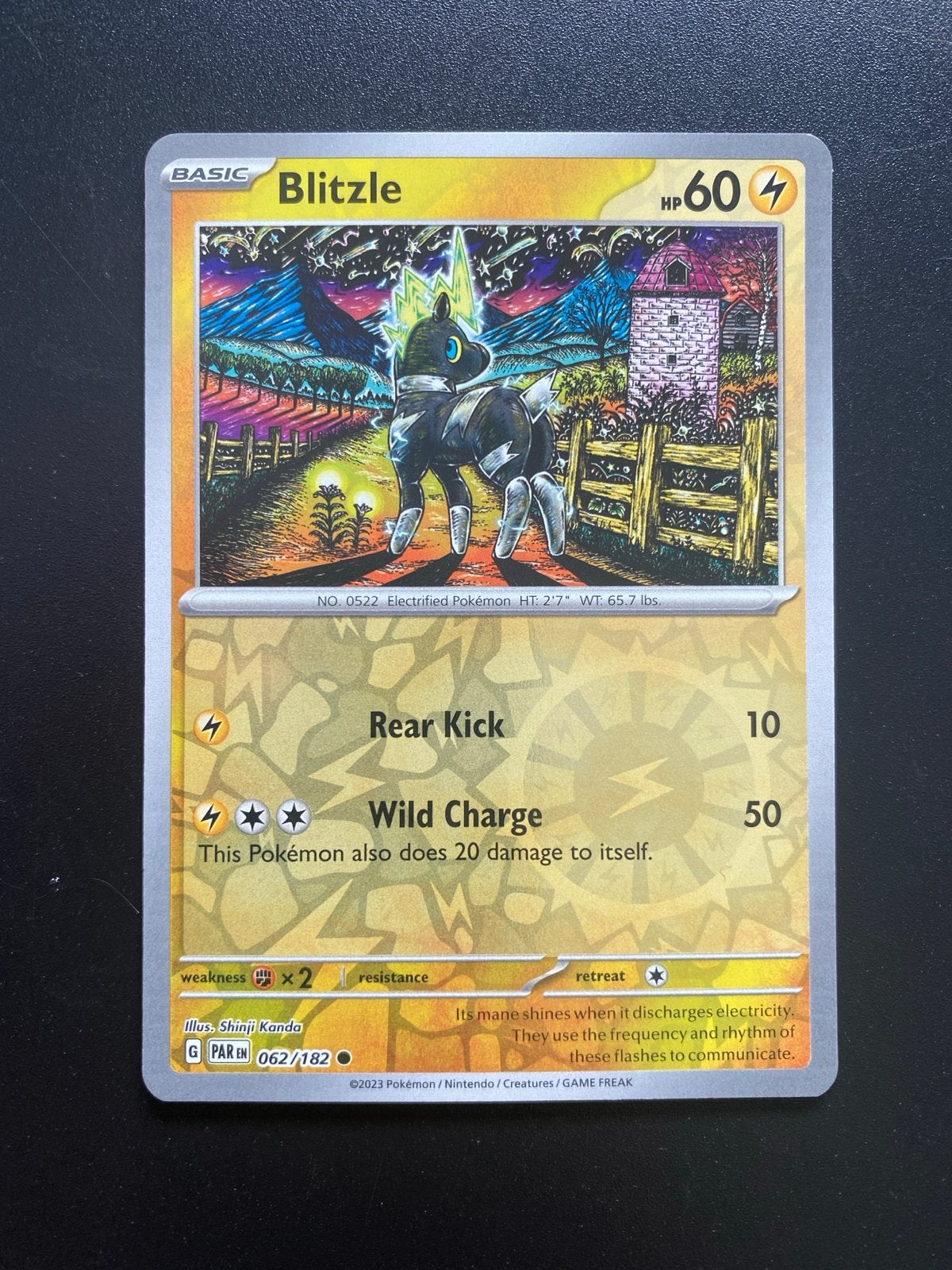 Blitzle 062/182 Reverse Holo Pokémon Paradox Rift, Ophalen of Verzenden, Zo goed als nieuw, Losse kaart, Foil