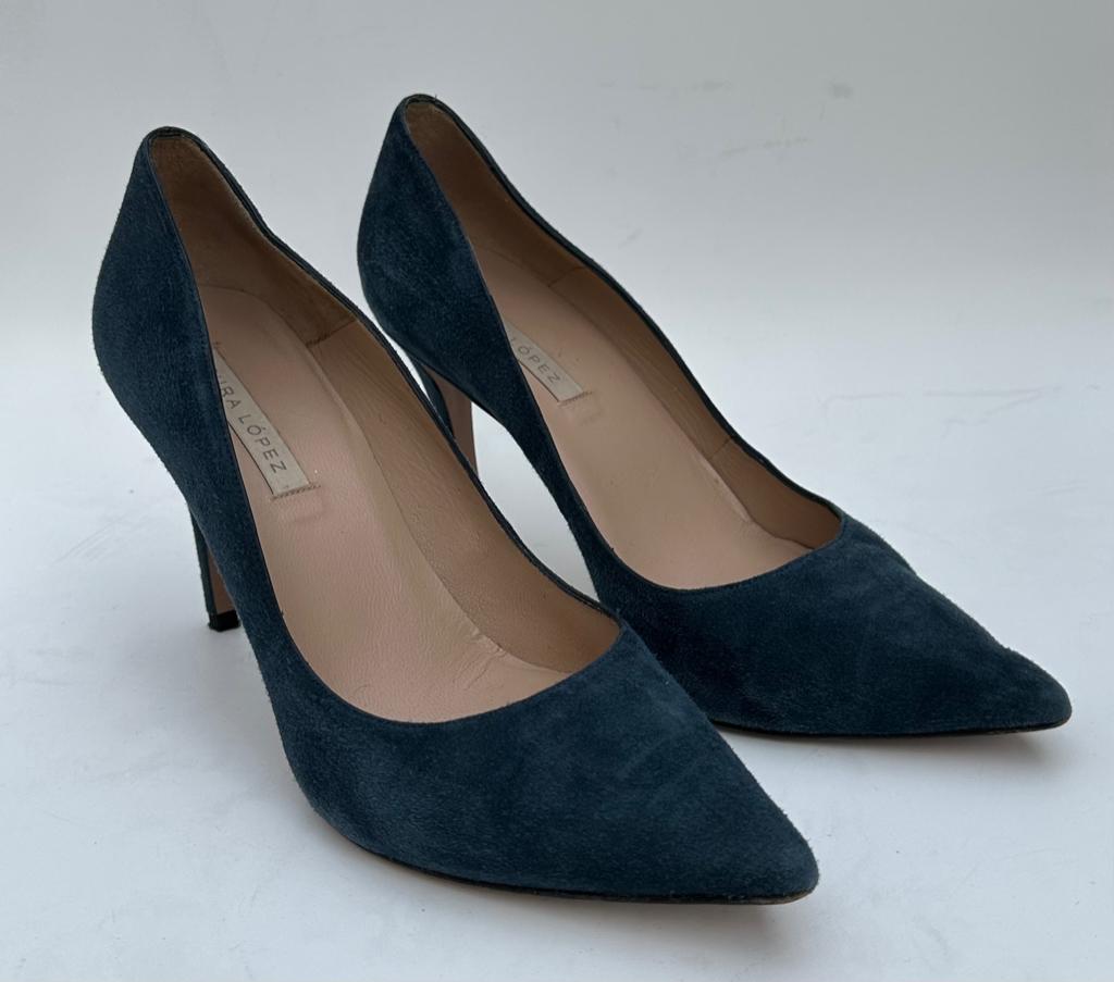 Pura Lopez pumps suède maat 38., Kleding | Dames, Schoenen, Pura Lopez, Zo goed als nieuw, Verzenden, Blauw