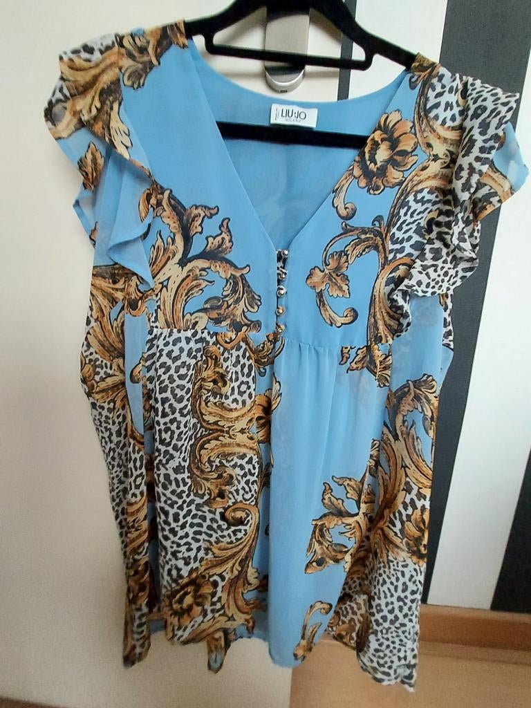 Liu Jo blouse met barok- en dierenprint, maat m, Maat 38/40 (M), Blauw, Liu Jo, Ophalen of Verzenden
