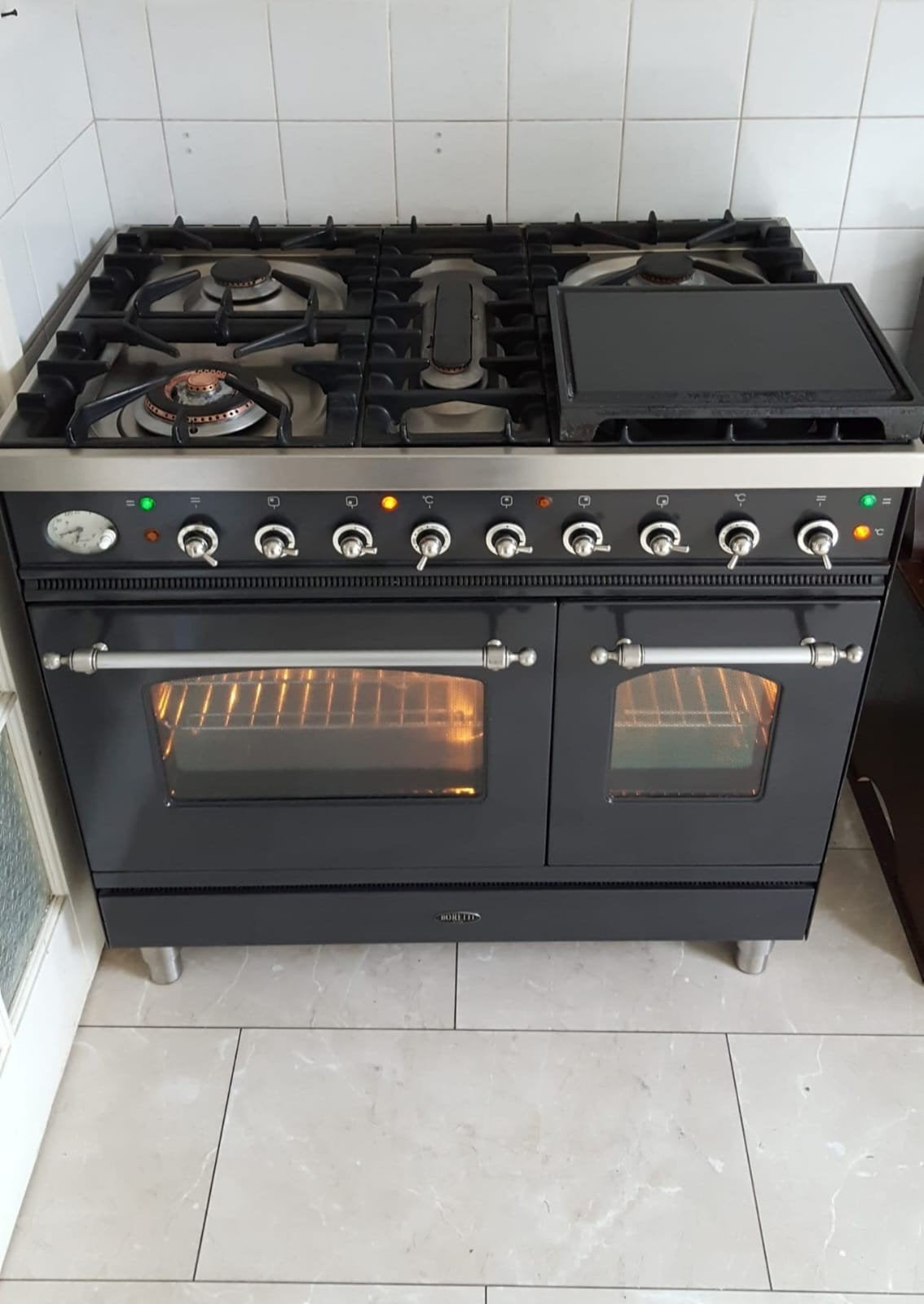 Boretti Fornuis met Dubbele Oven en 5 Gasbranders, 60 cm of meer, Grill, Ophalen of Verzenden, Zo goed als nieuw