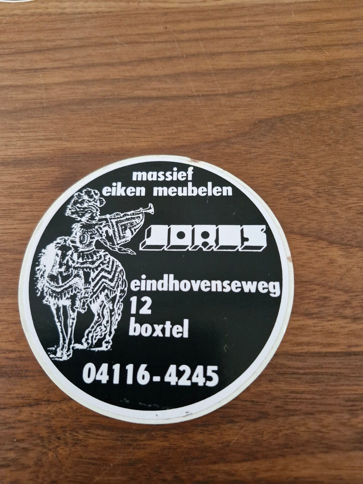 1402 Vintage sticker: Massief Eiken Meubelen Doris Boxtel, Ophalen of Verzenden