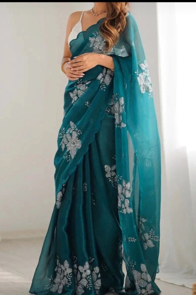 Sari/saree, Kleding | Dames, Gelegenheidskleding, Nieuw, Overige typen, Maat 38/40 (M), Groen, Ophalen of Verzenden