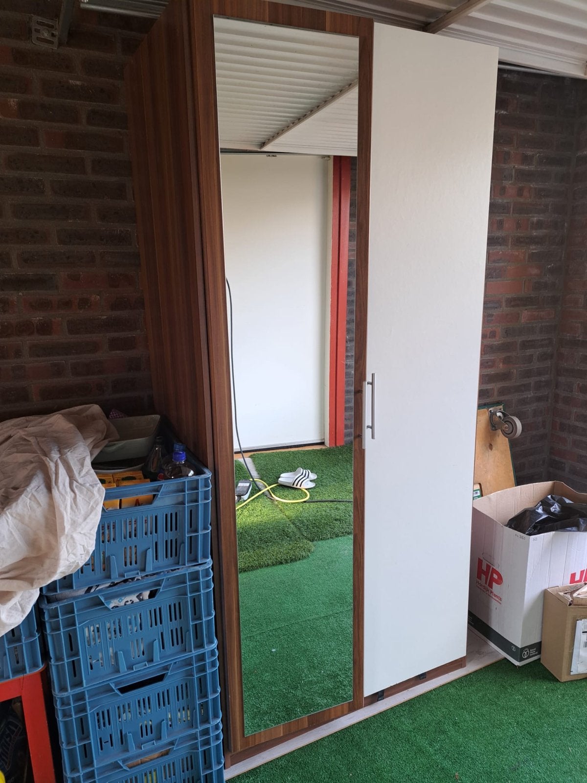 Kledingkast met spiegeldeur - 196x91x56 cm, Ophalen, Gebruikt, 50 tot 100 cm, 150 tot 200 cm