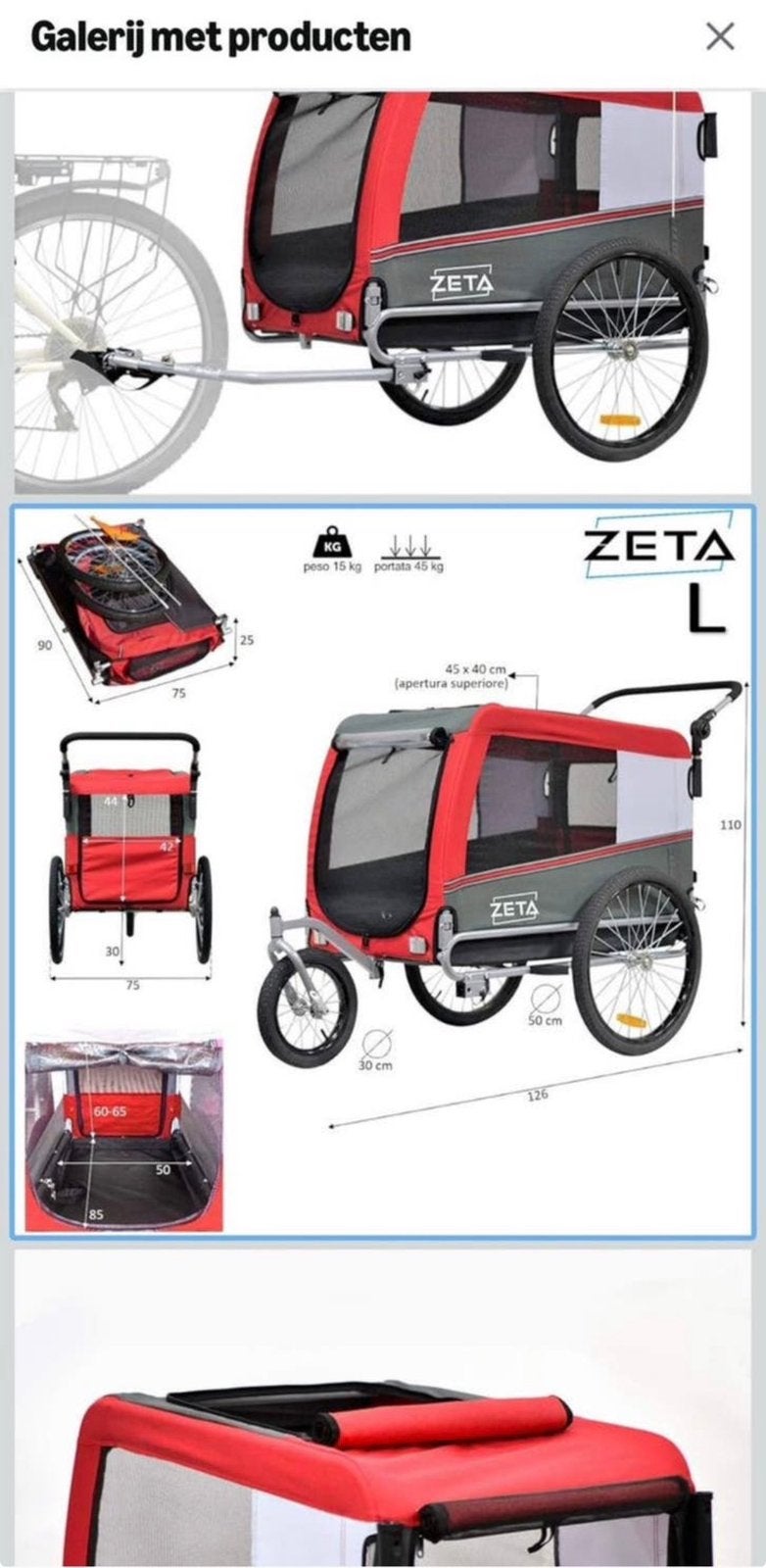 Grote wandelwagen hond, rood, Ophalen