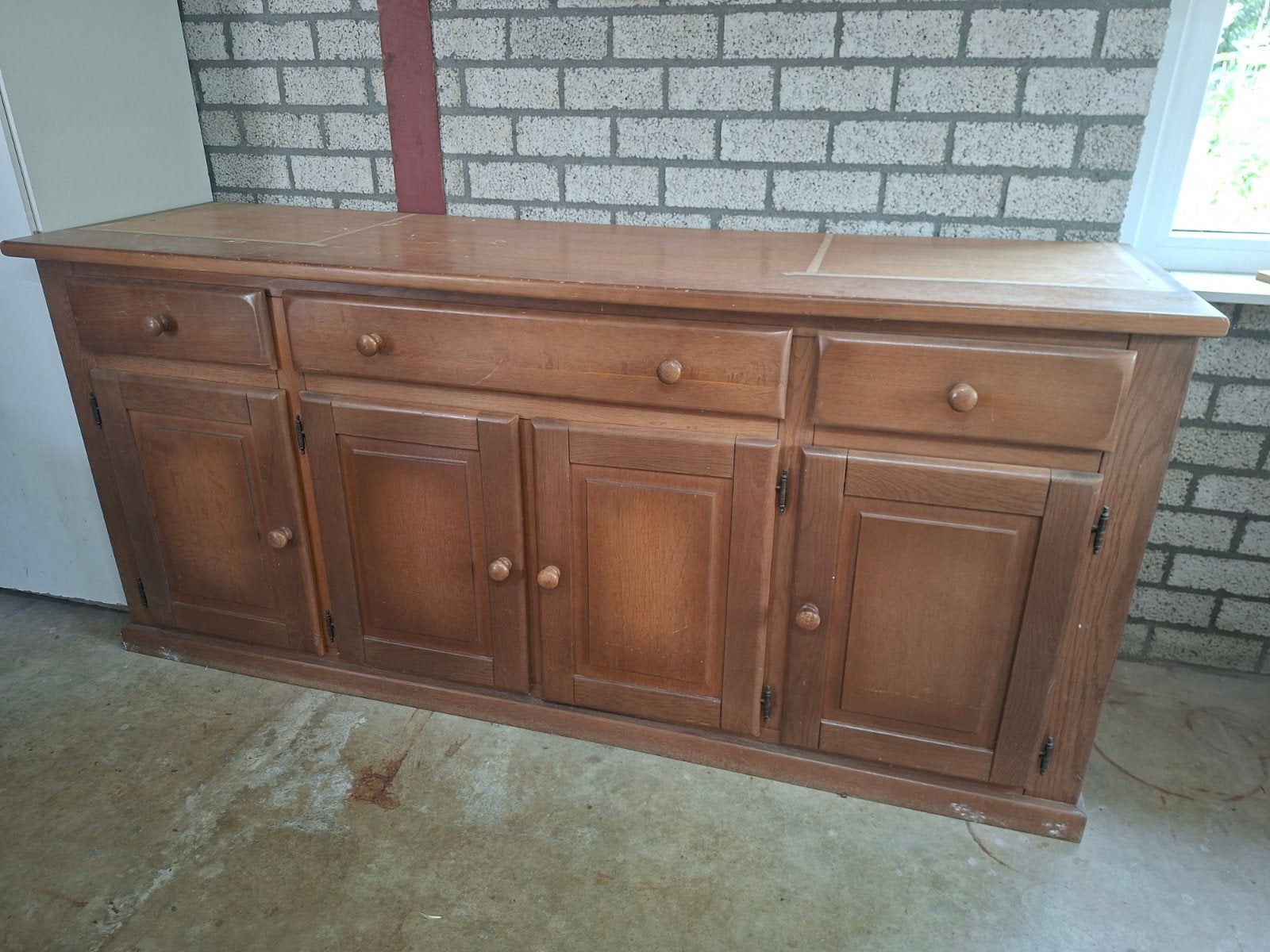 massief eiken dressoir gratis afhalen., Ophalen, Gebruikt, 50 tot 75 cm, 200 cm of meer