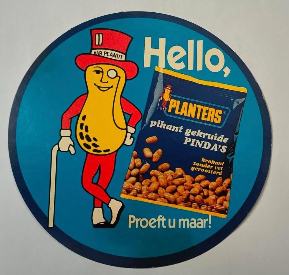 Sticker Hello Planters pinda's, Verzamelen, Stickers, Zo goed als nieuw, Merk, Ophalen of Verzenden