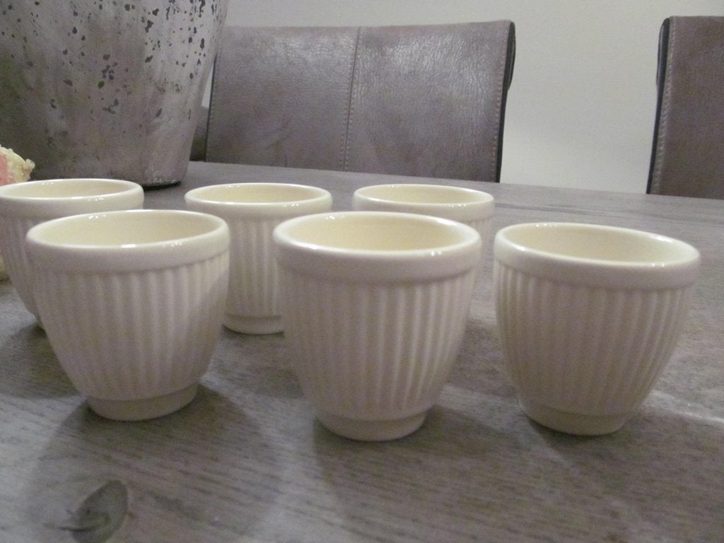 6 Wedgwood Eierdoppen Ribbel, Keramiek, Overige typen, Ophalen of Verzenden, Zo goed als nieuw