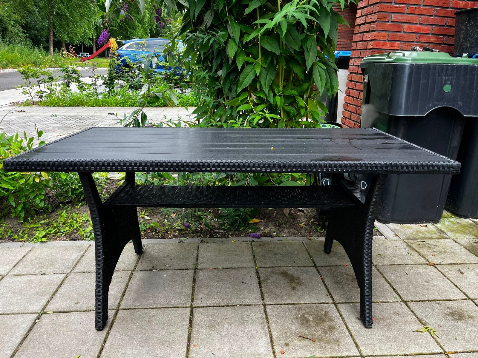 Zwarte Wicker Tuin-/Eettafel, Ophalen, Gebruikt, Rechthoekig, Wicker