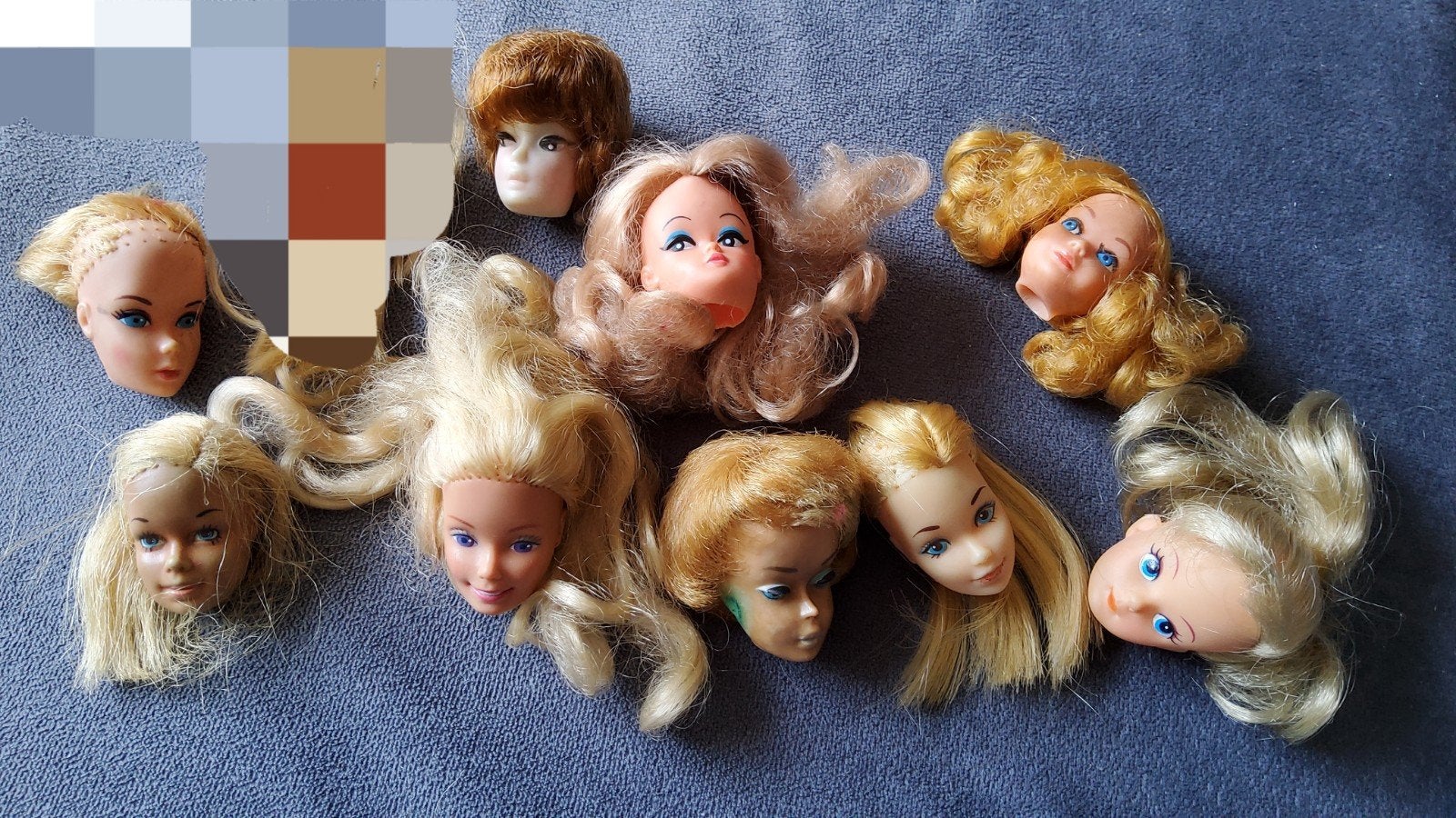 9 Vintage Barbie Mattel hoofd en andere Tienerpop hoofden, Verzamelen, Ophalen of Verzenden, Gebruikt, Fashion Doll