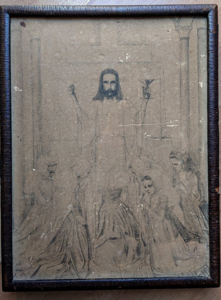 Jan Toorop litho 1909 Heilige Communie II, Antiek en Kunst, 30 cm, Religie, Ophalen of Verzenden, 20 cm