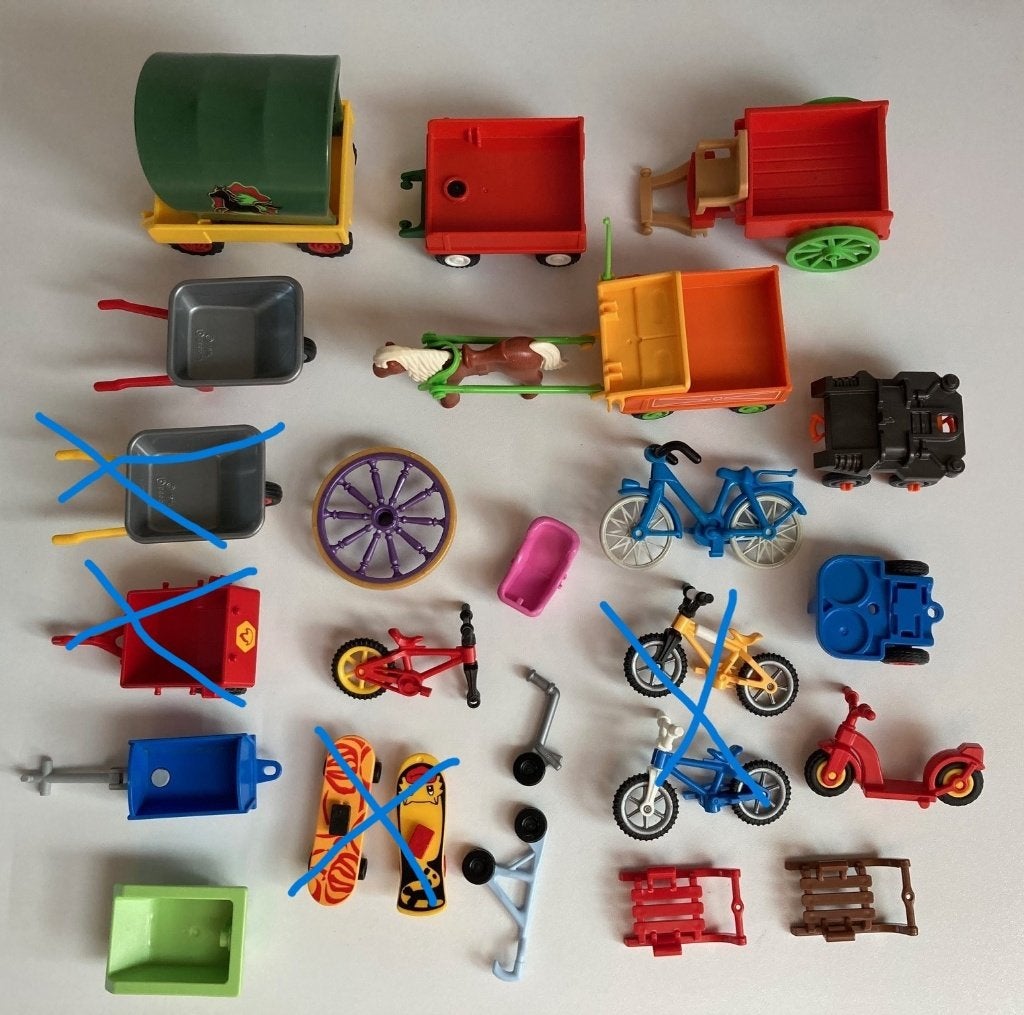 playmobil, karretje, fiets, slee, kruiwagen, wiel, Kinderen en Baby's, Ophalen of Verzenden, Gebruikt