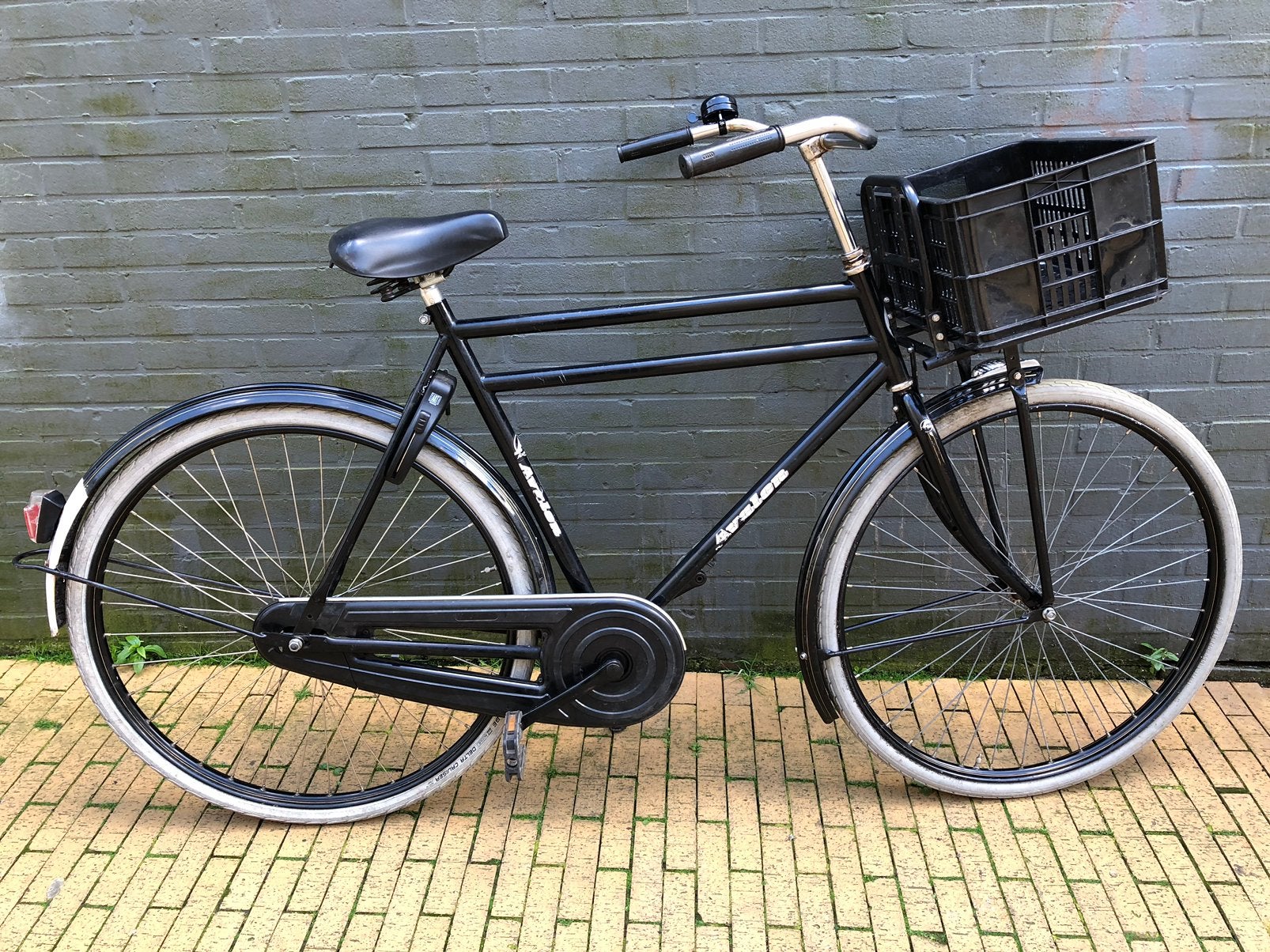 Opafiets dubbele stang + voorrek (28 inch), Fietsen en Brommers, Ophalen, Terugtraprem, Gebruikt, Versnellingen