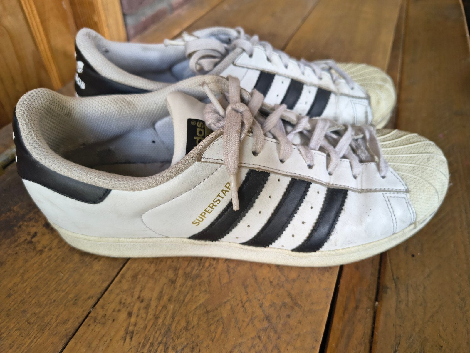 Adidas Superstar sneakers maat 43 1/3, gebruikt maar nog goe, Adidas, Wit, Ophalen of Verzenden, Sneakers of Gympen