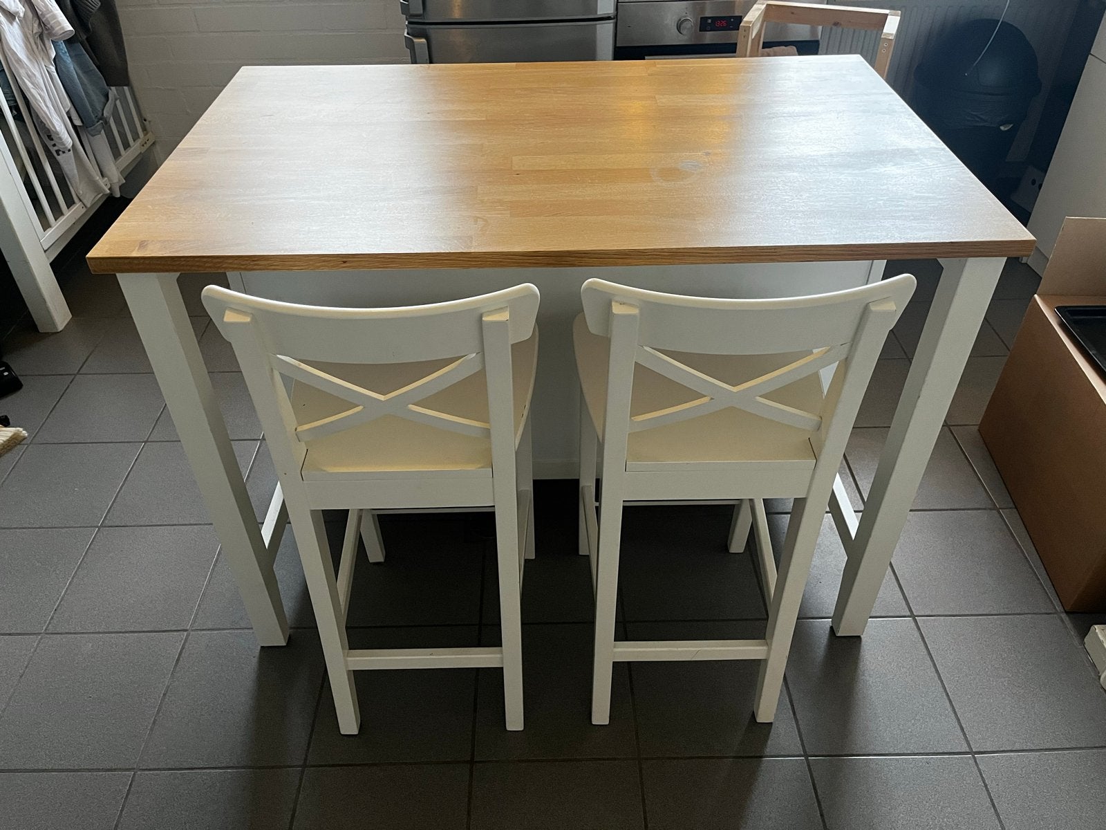 IKEA Tornviken kookeiland met 2 barkrukken, Hout, IKEA, Ophalen of Verzenden, Wit