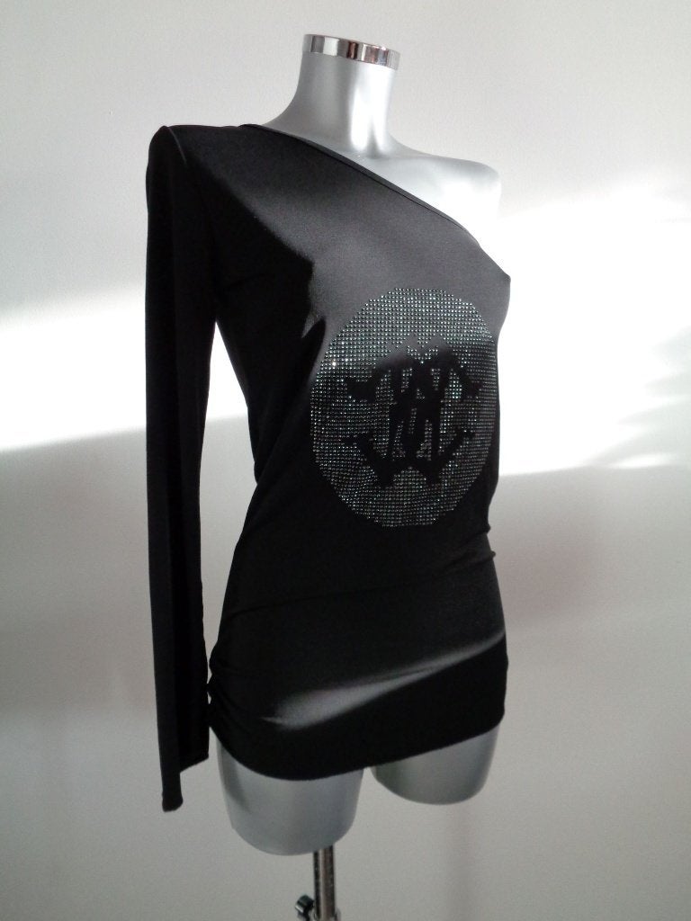 Roberto Cavalli longsleeve maat medium viscose origineel, Maat 38/40 (M), Verzenden, Zwart, Zo goed als nieuw