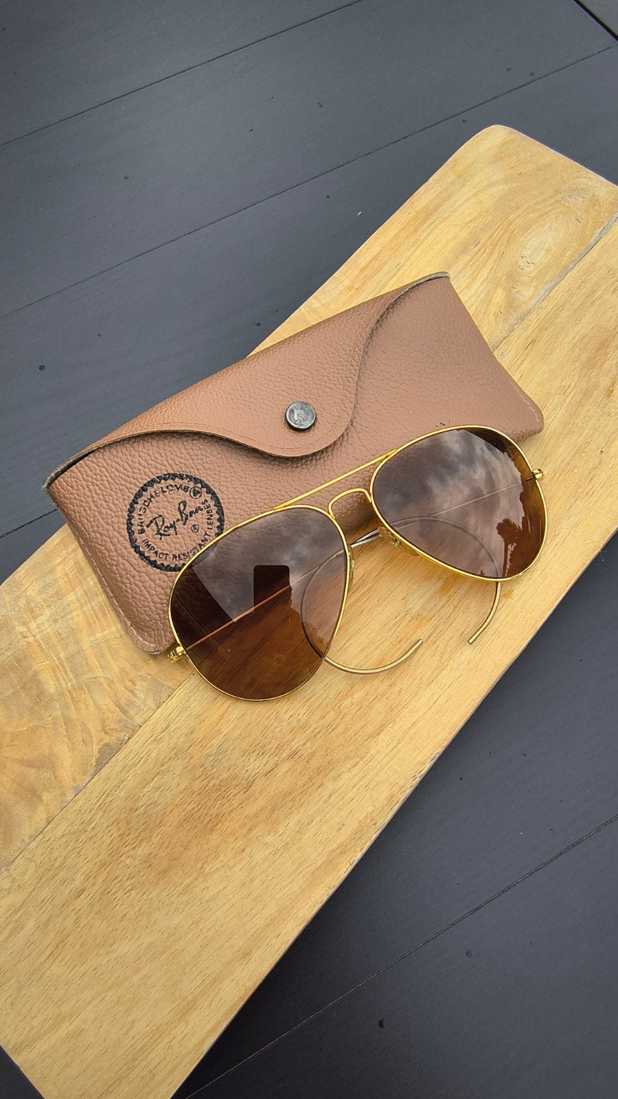 Vintage Ray-Ban B&L Aviator L.I.C. 62-14 bruine glazen, Ophalen of Verzenden, Gebruikt, Bruin, Ray-Ban