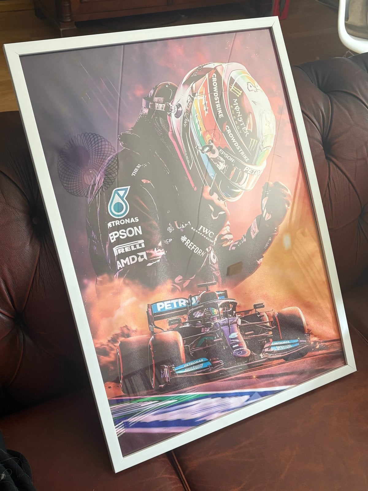 Lewis Hamilton F1 Poster - Ingelijst, Ophalen, Zo goed als nieuw, 50 tot 75 cm, Foto of Poster