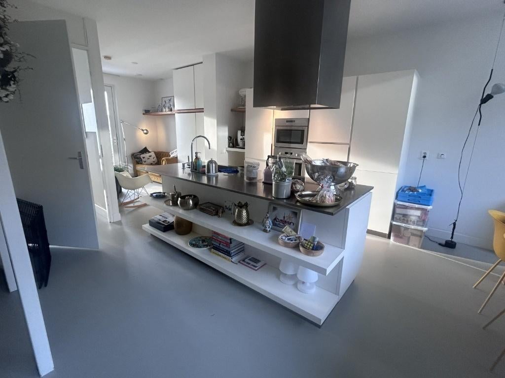 Moderne greeploze eilandkeuken – mat wit GEDEMONTEERD, Wit, Overige typen, Ophalen of Verzenden, Zo goed als nieuw