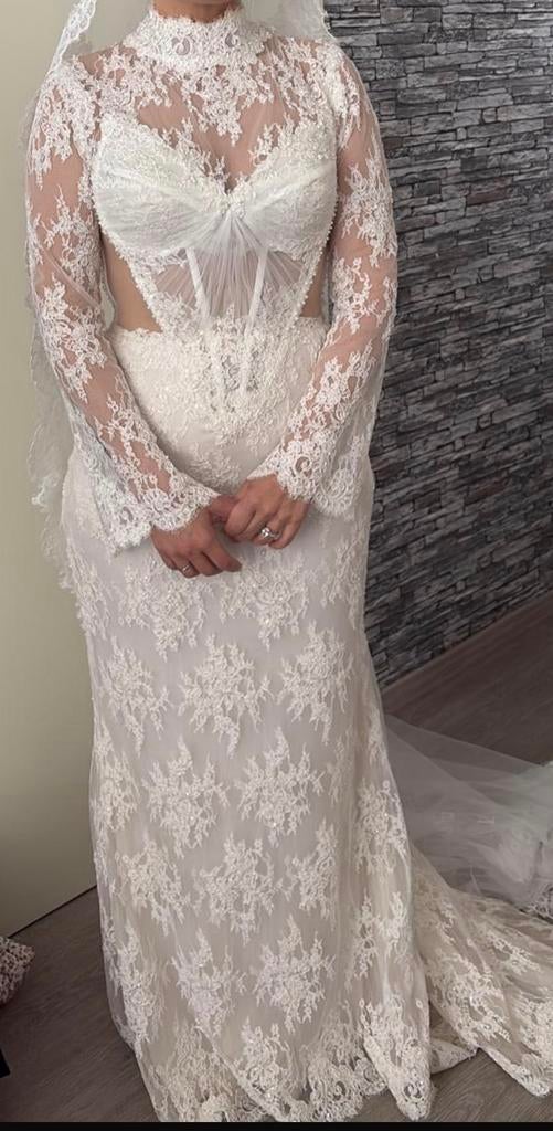 elegante, romantische trouwjurk, Ophalen of Verzenden, Zo goed als nieuw, Wit, Trouwjurk