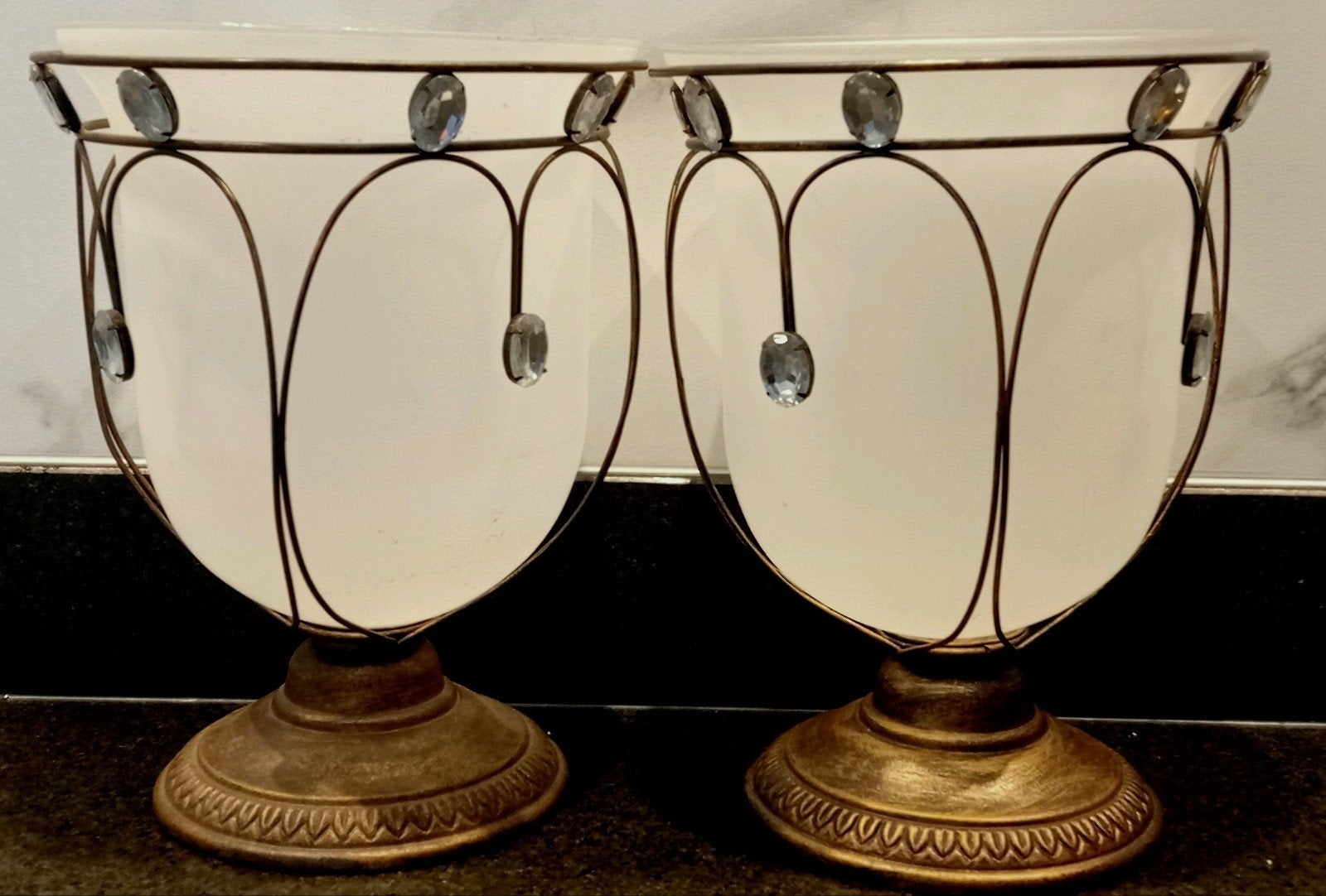 Windlichten  - Melkglas/Brons & Kristallen, Ophalen