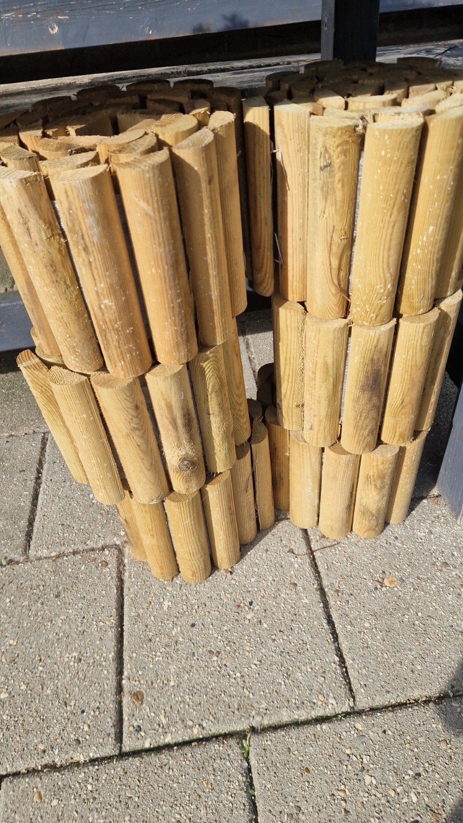 6 stuks houten border/palissade, 1.80m lang, 20cm hoog., Ophalen, 100 tot 200 cm, Zo goed als nieuw, Border