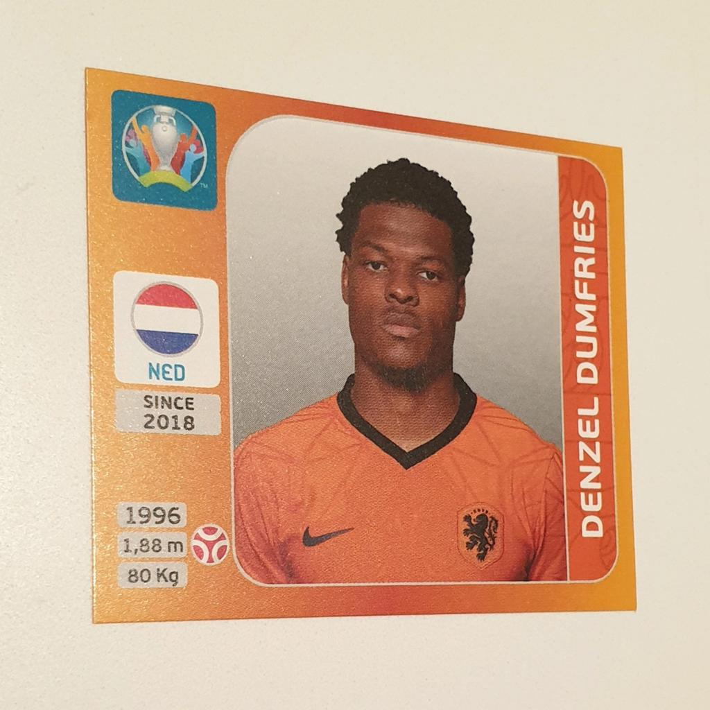 Panini EURO 2020 sticker Nederland Denzel Dumfries #275, Ophalen, Zo goed als nieuw, Sticker