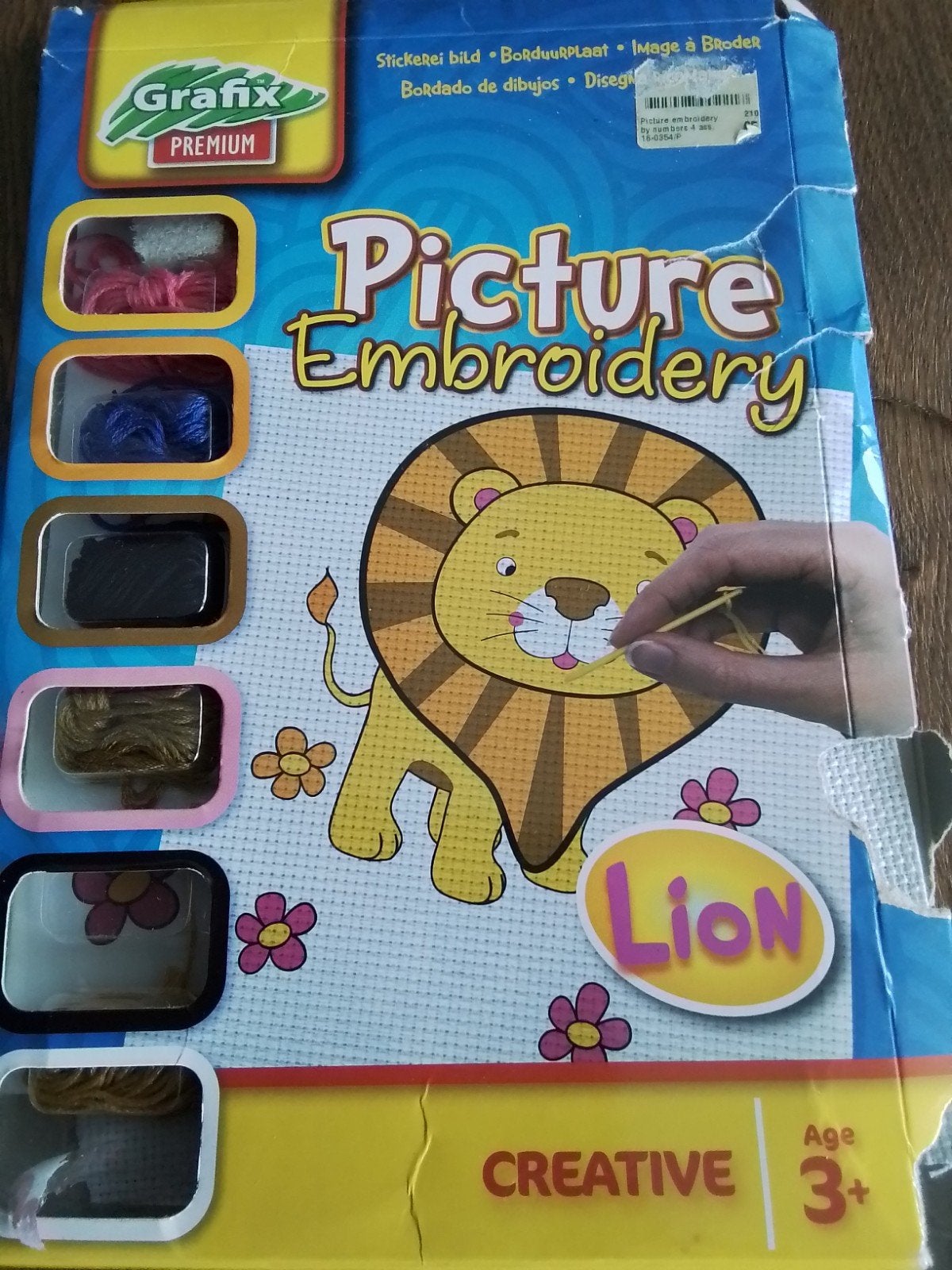 borduurpakketje voor kinderen, lion, Hobby en Vrije tijd, Ophalen of Verzenden, Zo goed als nieuw, Handborduren, Borduurpakket