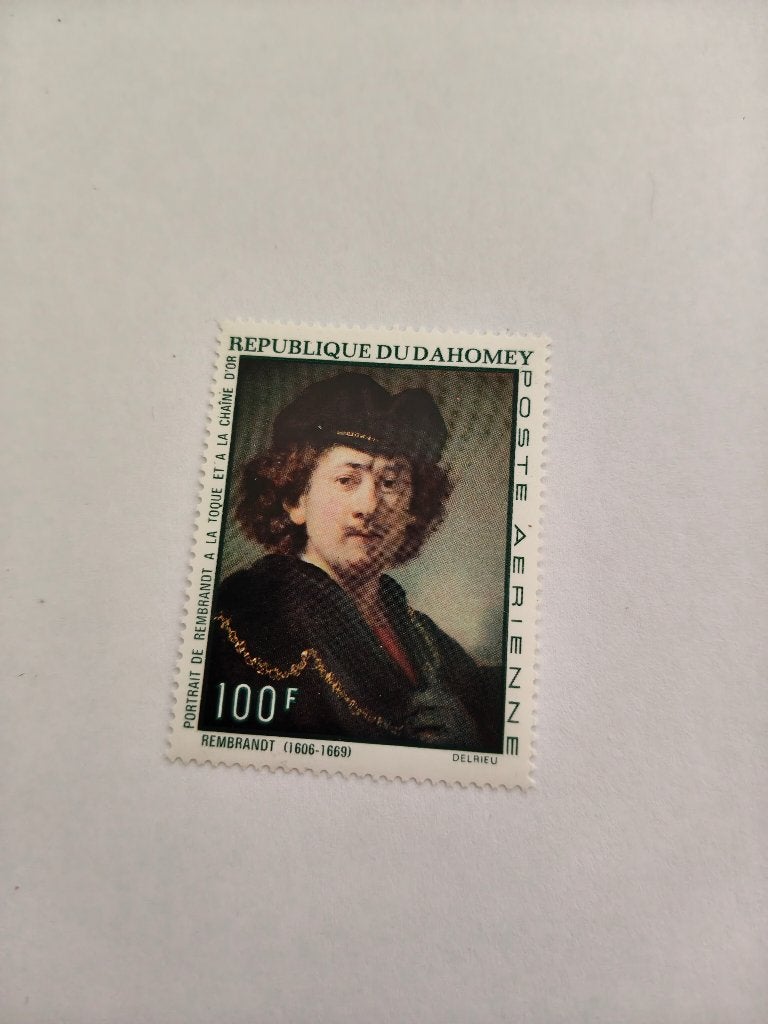 8483 du dahomey benin portret van rembrandt van rijn, Postzegels en Munten, Ophalen of Verzenden, Overige landen