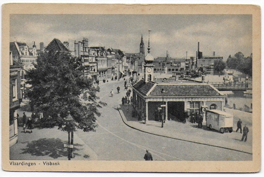Vlaardingen Visbank Ode Ansichtkaart uit 1949 (B6413 ), Ophalen of Verzenden, 1940 tot 1960, Gelopen, Zuid-Holland