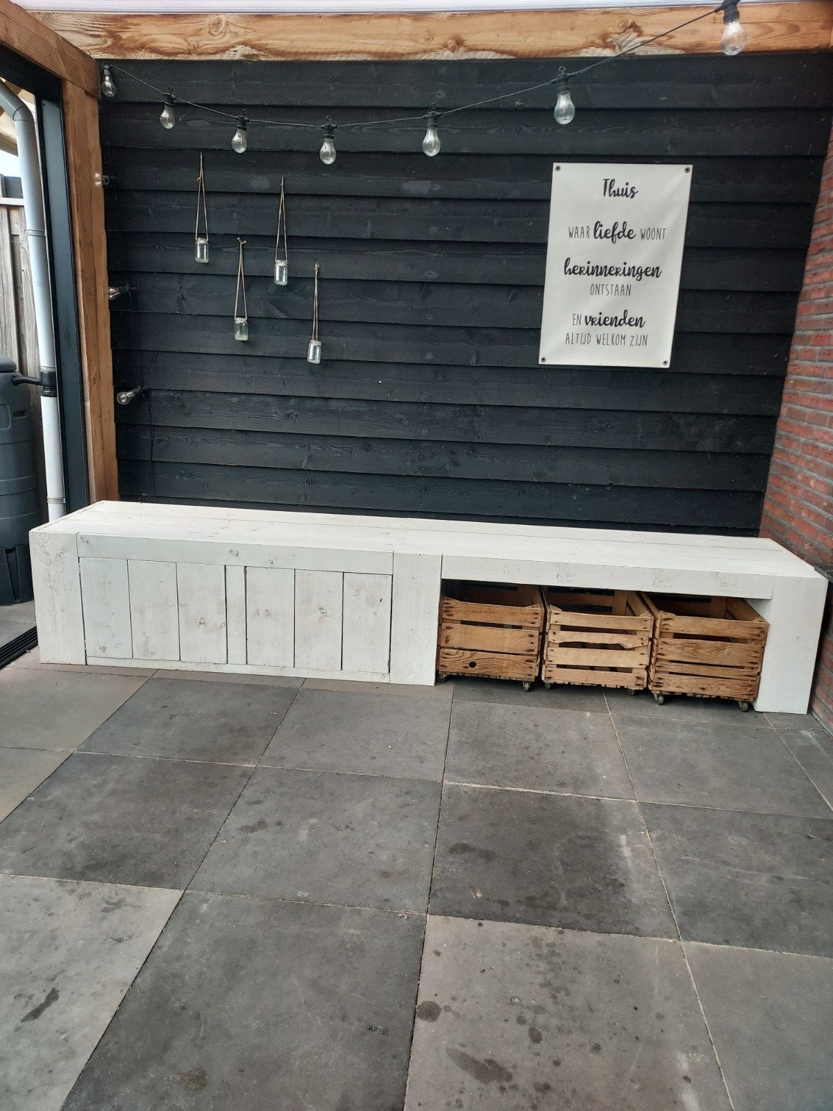 Steigerhouten dressoir, Gebruikt, Ophalen of Verzenden, 200 cm of meer, Overige houtsoorten