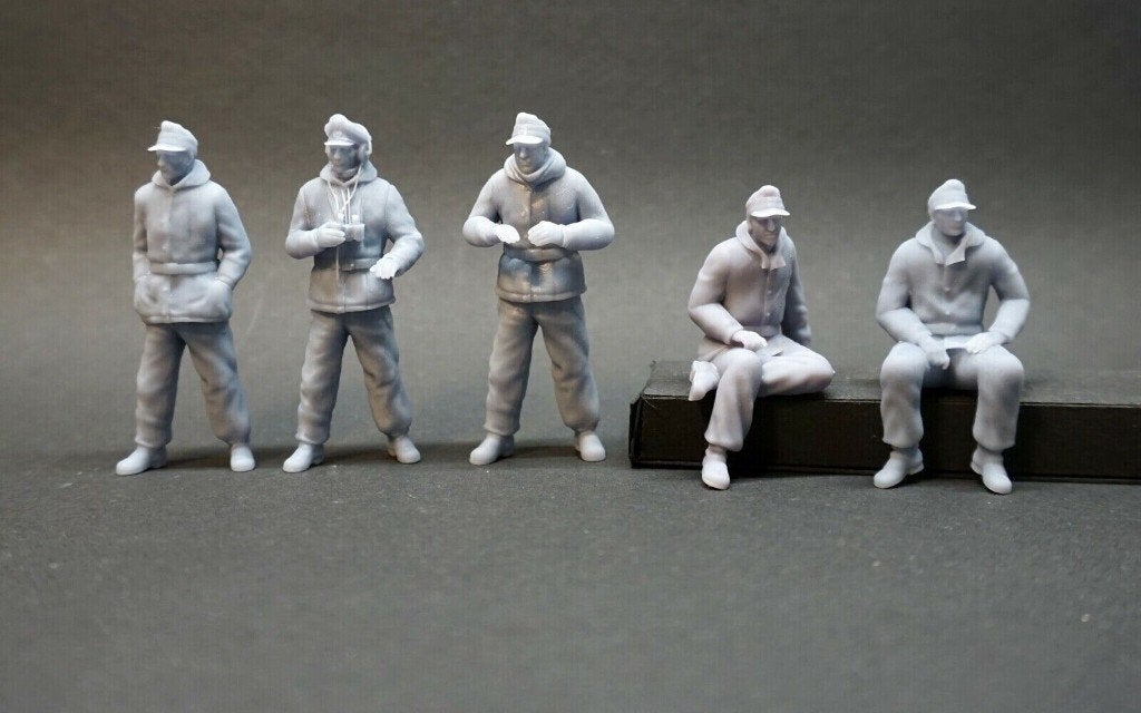 1:35 resin 3D printed German tankers - 5x - set 35C, Ophalen of Verzenden, Nieuw, 1:35 tot 1:50, Figuur of Figuren