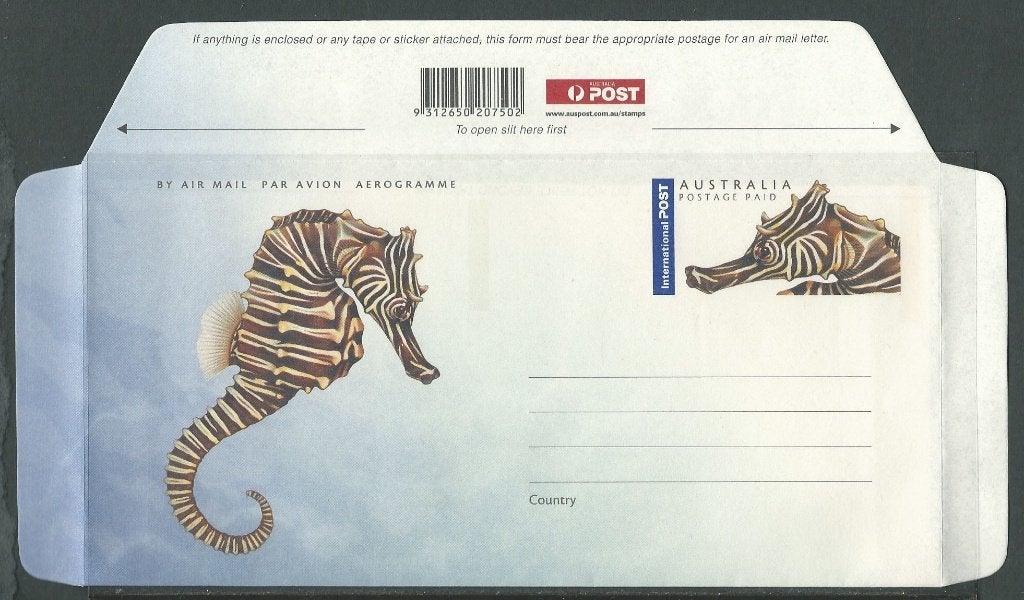 AUSTRALIE 2005 P.P. Zebra Seahorse Airletter, geel nummer 6, Verzenden, Postfris