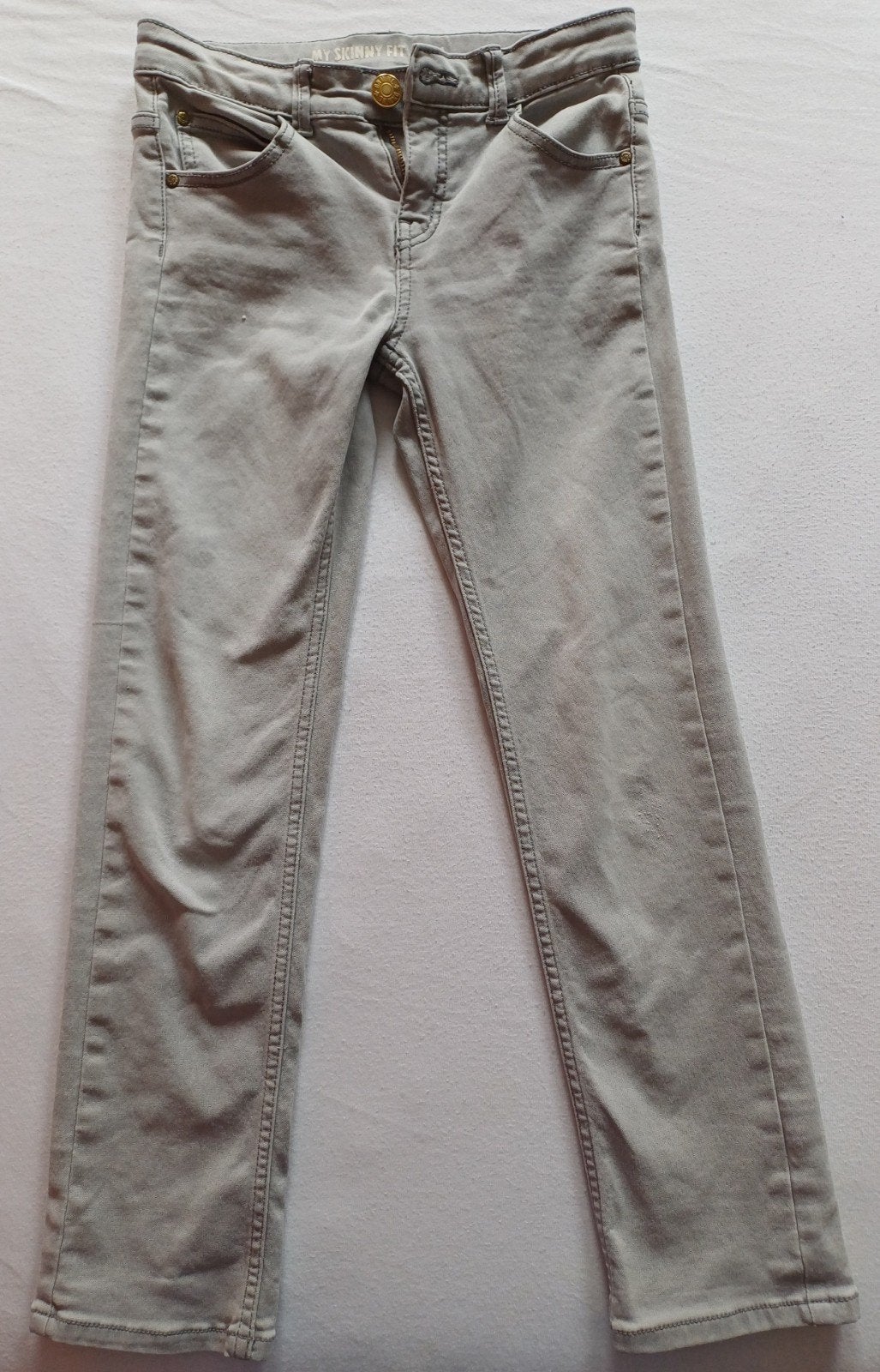 Hema My Skinny Fit Jeans - Grijs - Maat 140, Broek, Gebruikt, Ophalen of Verzenden, Hema