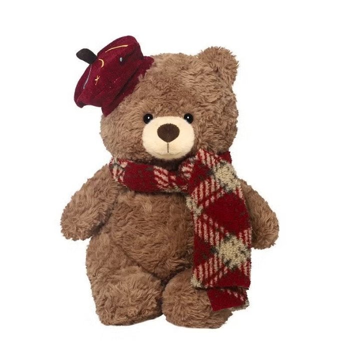 Prachtige teddy beer knuffel met sjaal en muts (33cm), Ophalen of Verzenden, Nieuw, Beer