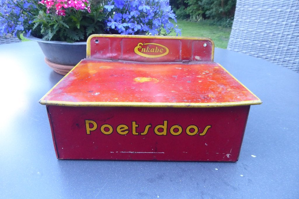 antieke blikken poetsdoos reclame; ENKABE, Verzamelen, Ophalen of Verzenden, Gebruikt, Koek(jes)