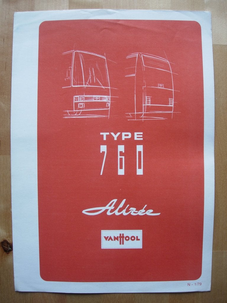 Van Hool 760 Alizee Technische Specificatie Brochure 1979, Van Hool, Ophalen of Verzenden, Zo goed als nieuw, Overige merken