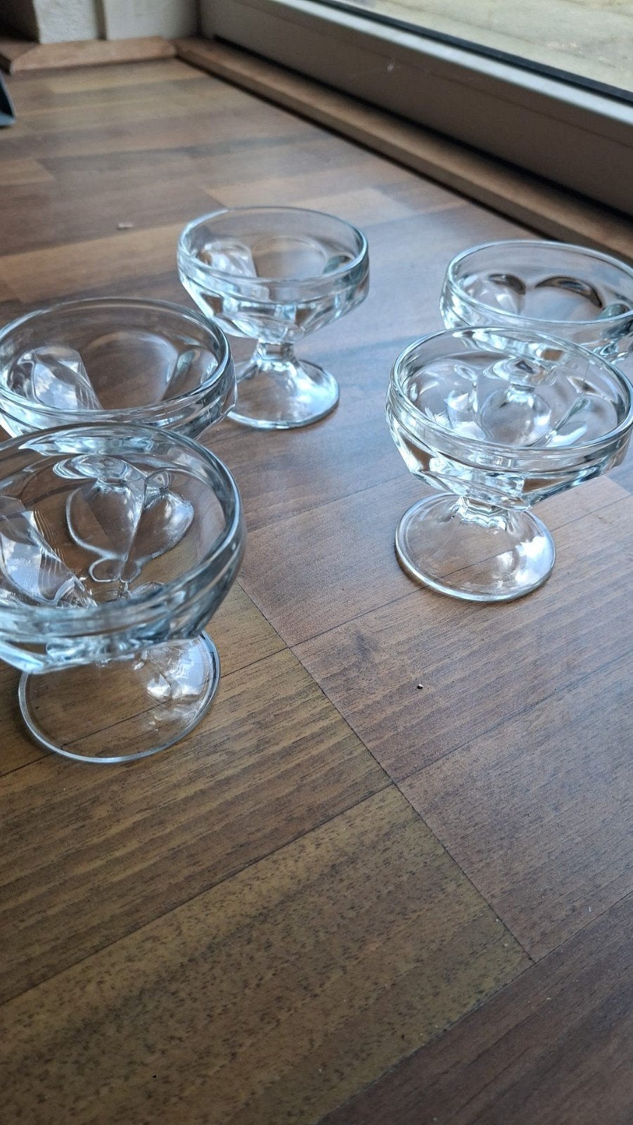 5 glazen toetjes schaaltjes of fruitschaaltjes, Ophalen, Gebruikt, Glas, Schaal of Schalen