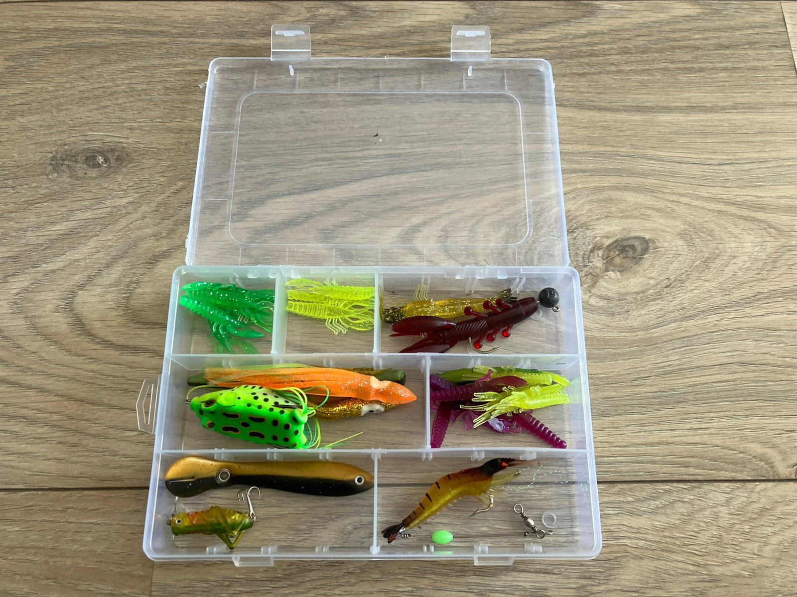 Viskunstaas set met opbergdoos, Ophalen of Verzenden, Gebruikt, Kunstaas