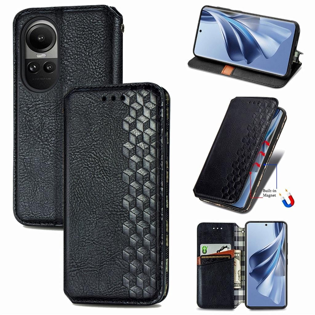 Luxe PU Lederen Wallet Case Set voor OPPO Reno 10 Pro _Zwart, Verzenden, Nieuw, Hoesje of Tasje