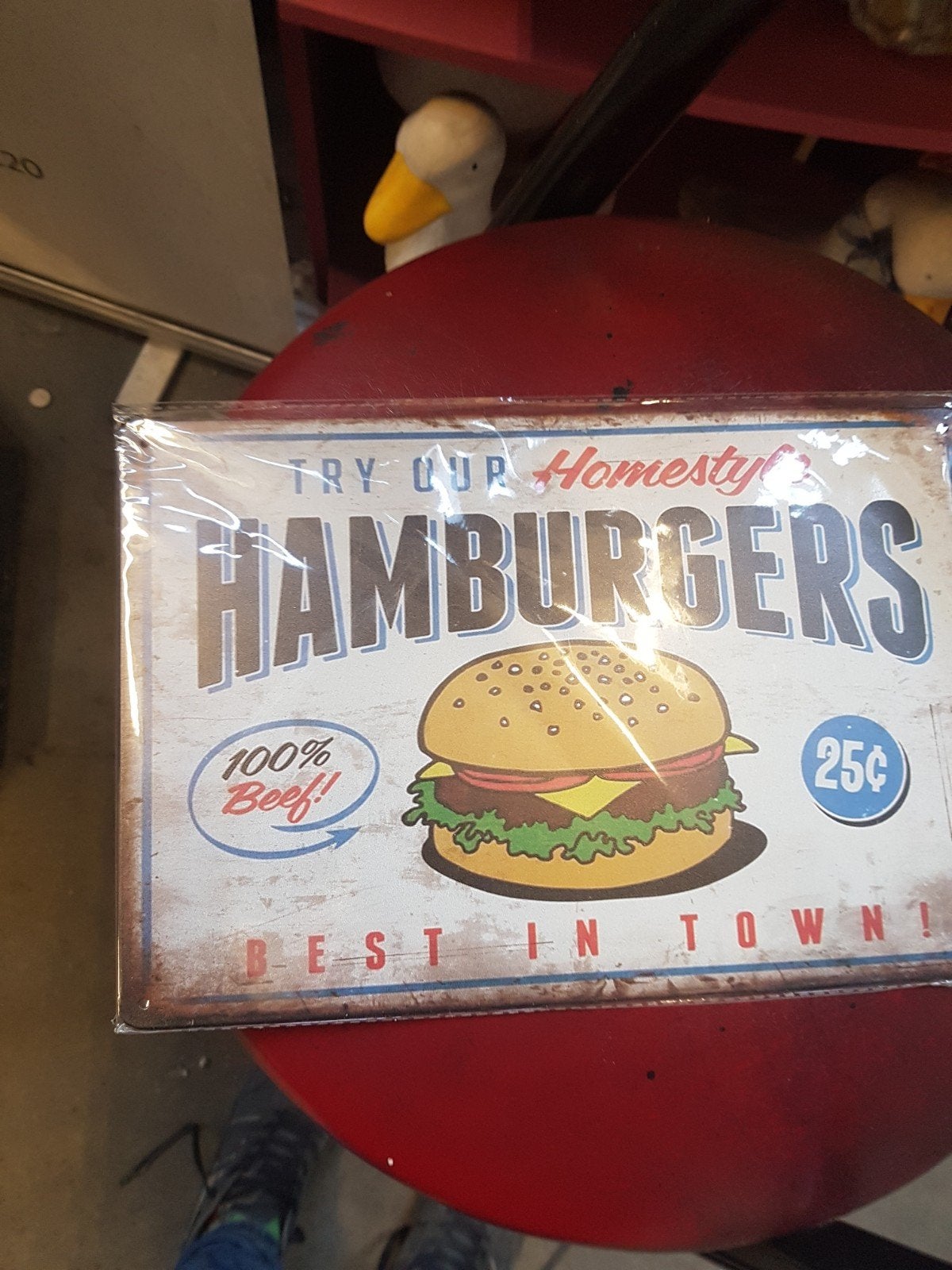 reclame bord  hamburger, Ophalen, Zo goed als nieuw, Reclamebord
