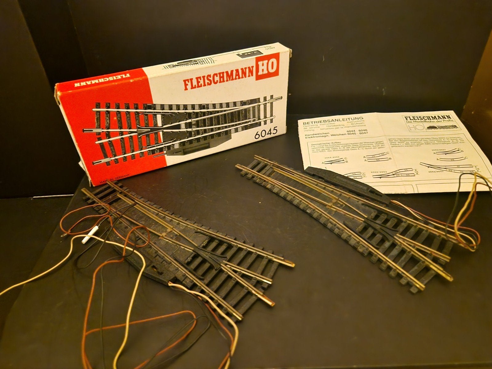 Fleischmann elektrische HO Wissels 6045 - Set van 2, Gebruikt, Gelijkstroom, Fleischmann, Rails