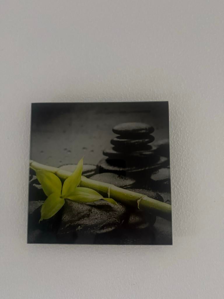 Wanddecoratie Zen Bamboe en Stenen - Rustgevende Afbeelding, Huis en Inrichting, Woonaccessoires | Wanddecoraties, Zo goed als nieuw