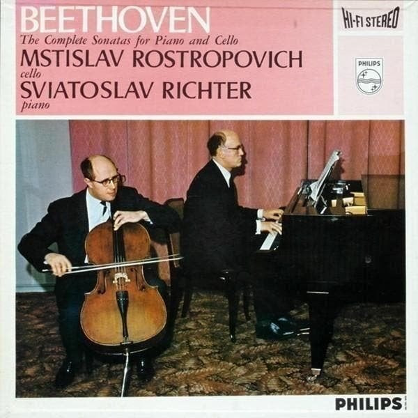 Beethoven Rostropowitsch Richter Sonaten Klavier Violoncello, Kamermuziek, Ophalen of Verzenden, Zo goed als nieuw, 12 inch