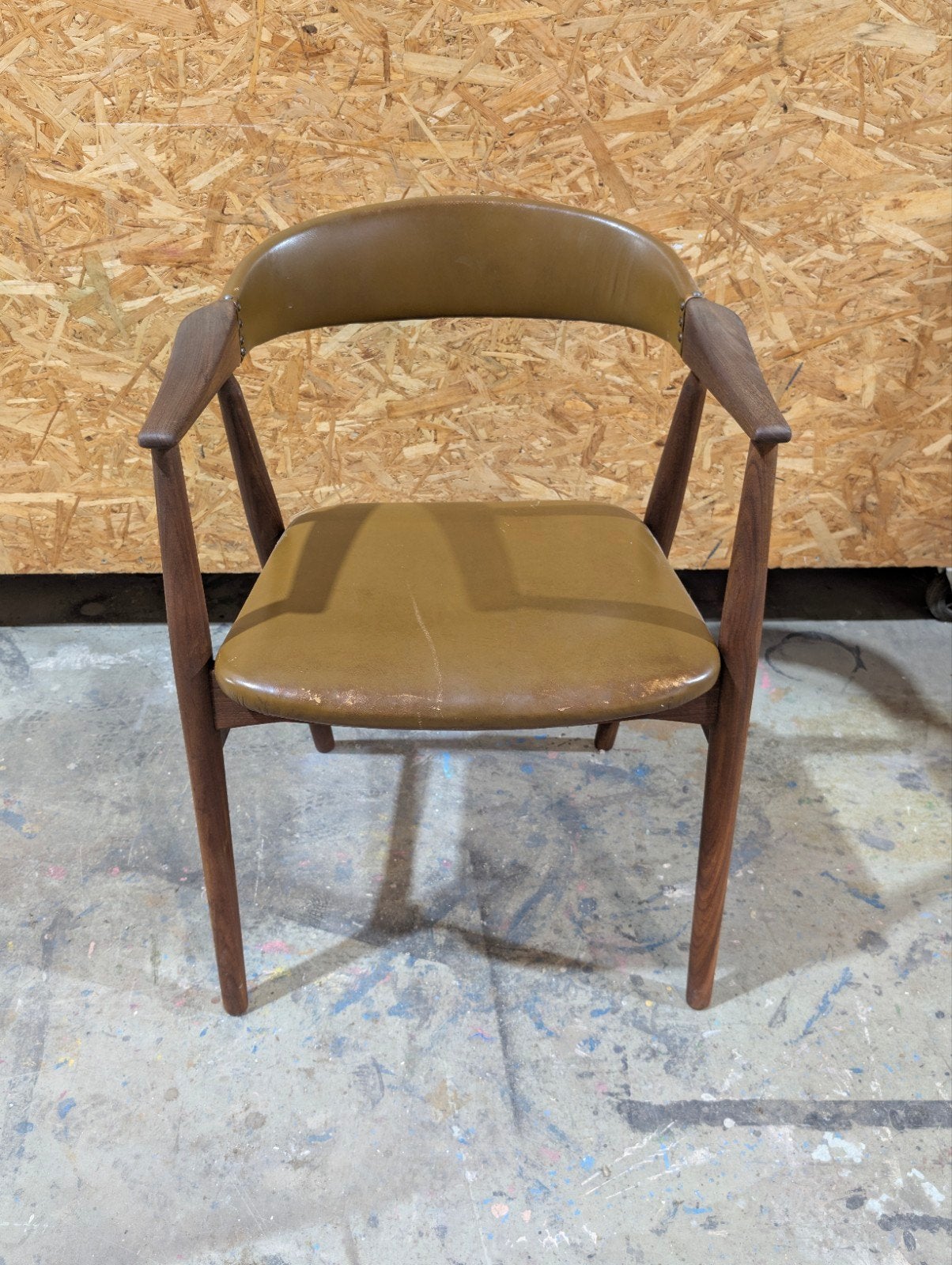 Vintage Mid-Century Hoorn Stoel - Teak & Leer, Ophalen