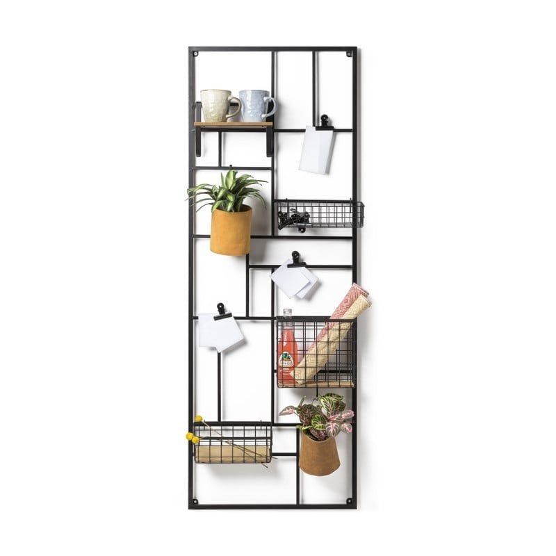 Zwart metalen wandrek Xenos 150x55 cm, modern geometrisch, Ophalen, Metaal, Zwart, 150 cm